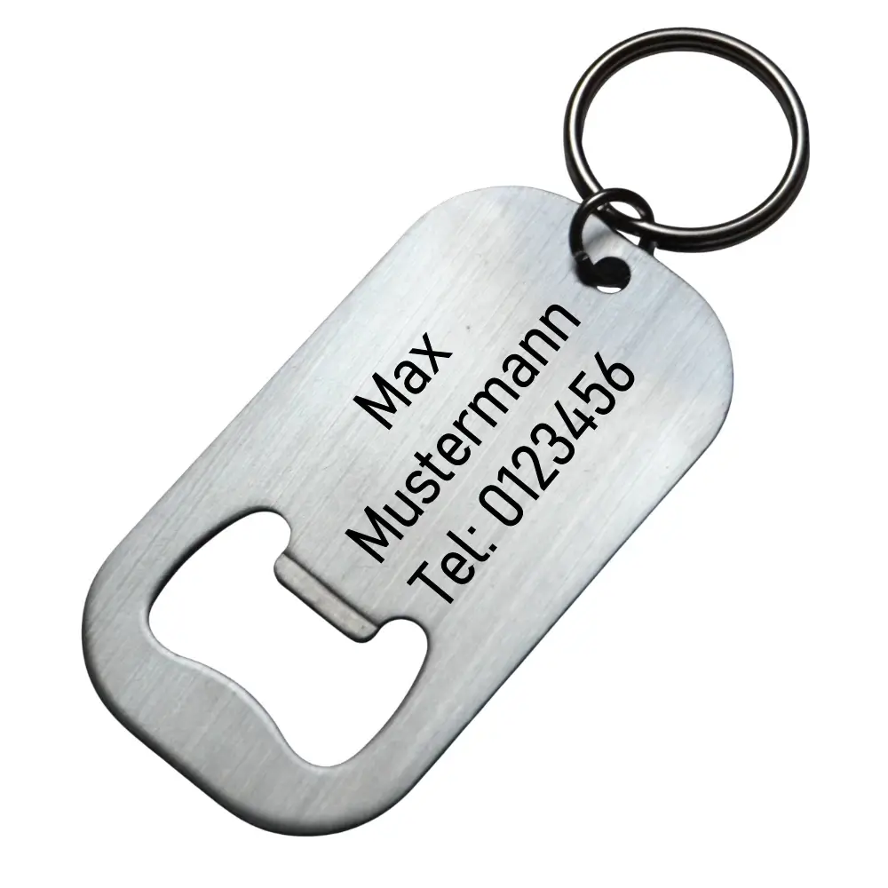 Bieröffner Schlüsselanhänger aus Edelstahl mit Gravur