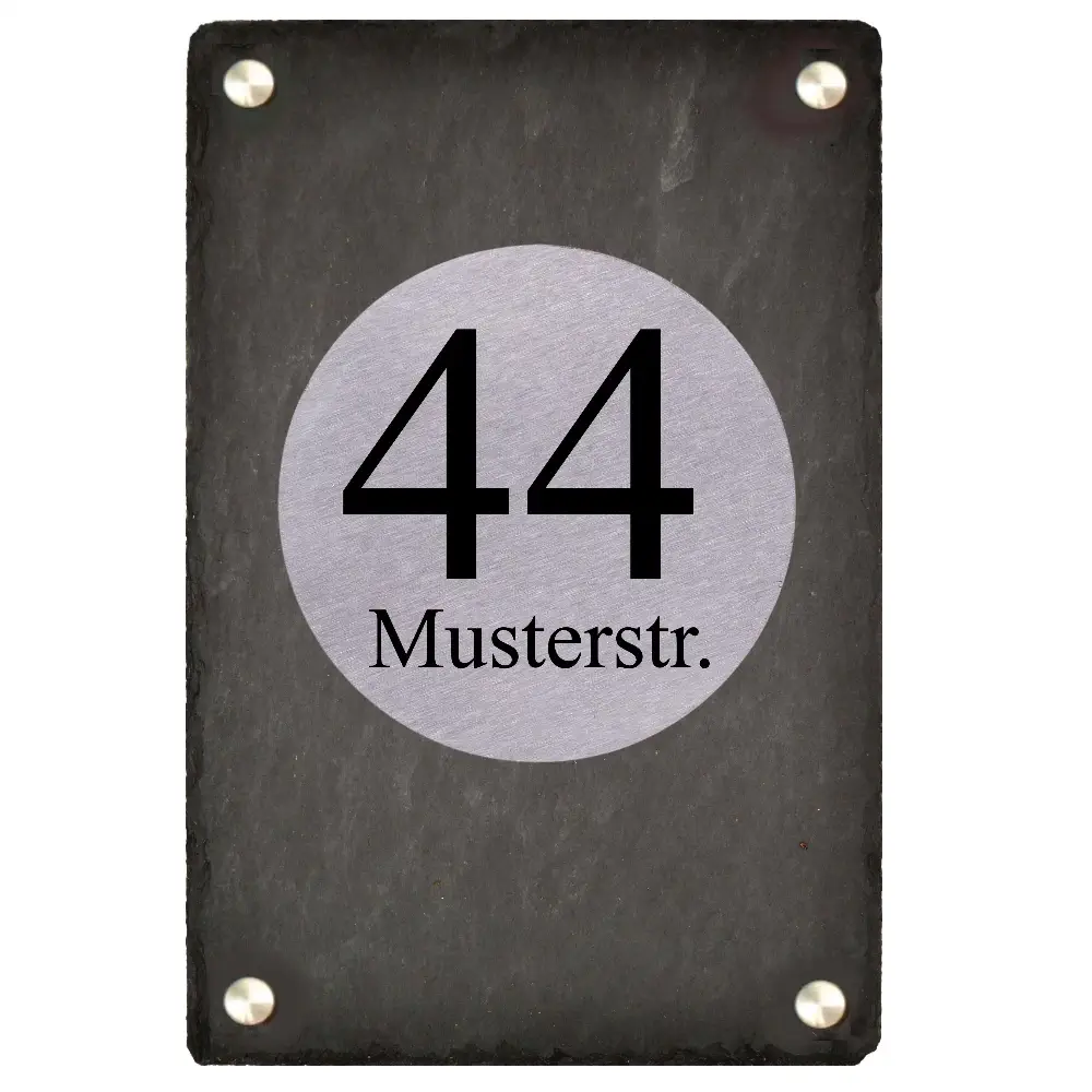 Großes Schiefer/Edelstahl Hausnummernschild Maße: 200x300 mm mit Edelstahlbefestigungssatz