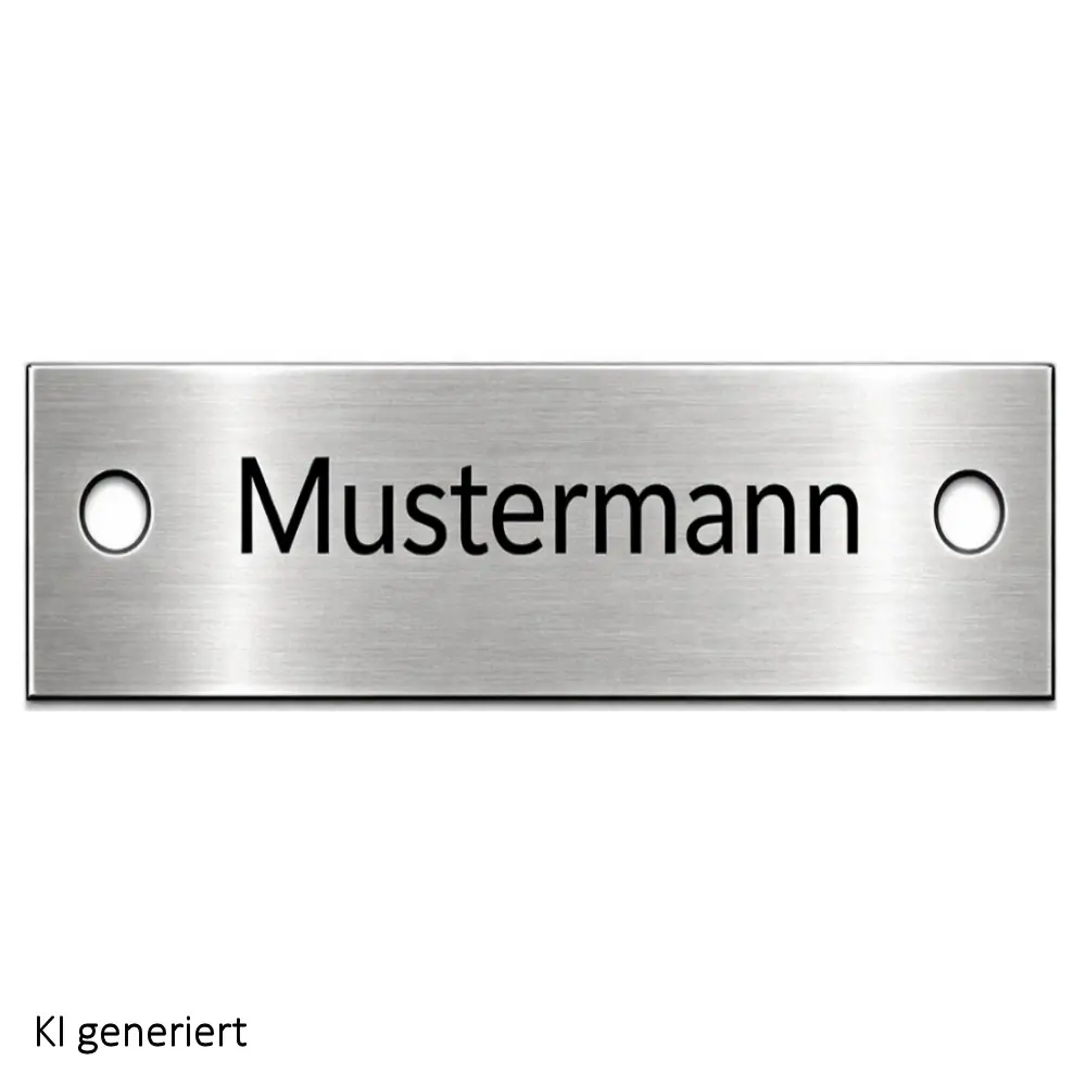 Modernes Edelstahl Klingelschild mit Gravur Maße: 80x25 mm mit 2 Bohrungen