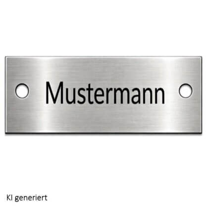 Namensschild für die Klingel mit Gravur aus Edelstahl Maße: 80x30 mm mit 2 Bohrungen