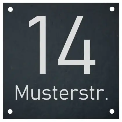 Schiefer Hausnummernschild anthrazit Maße: 100x100 mm mit 4 Bohrungen
