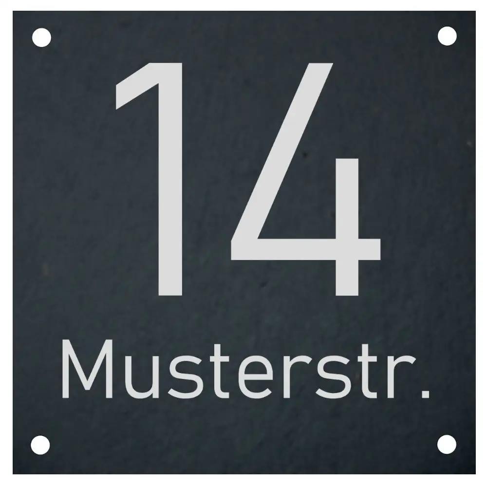 Schiefer Hausnummernschild anthrazit Maße: 100x100 mm mit 4 Bohrungen