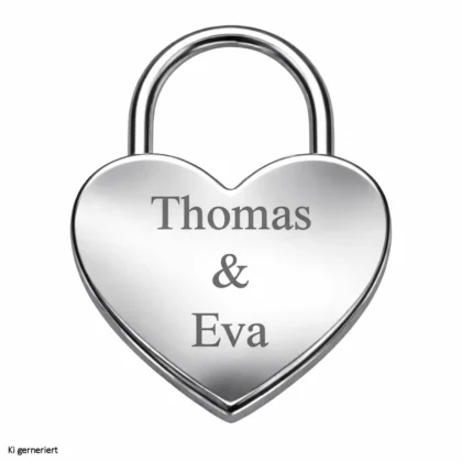 Liebesschloss mit Gravur in Silber Maße: 44x60 mm Rückseite