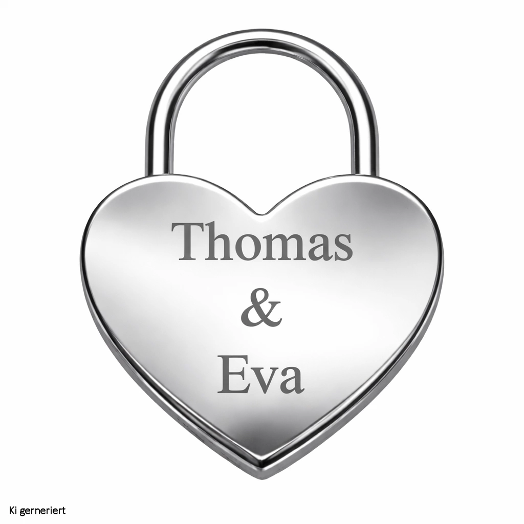 Liebesschloss mit Gravur in Silber Maße: 44x60 mm Rückseite