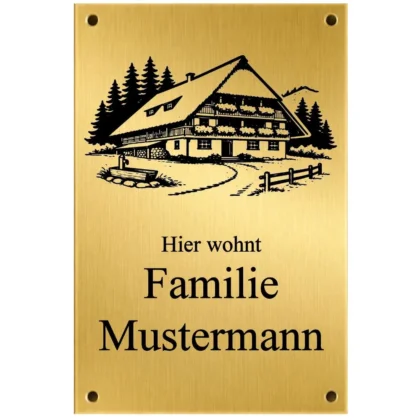 Messing Türschild mit Gravur Maße: 100x150 mm mit 4 Bohrungen