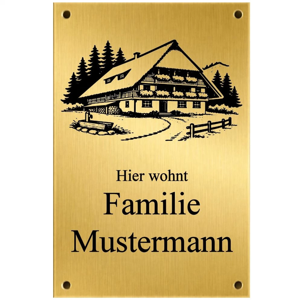 Messing Türschild mit Gravur Maße: 100x150 mm mit 4 Bohrungen
