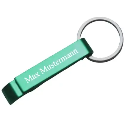 Bieröffner Schlüsselanhänger in Grün aus Alu