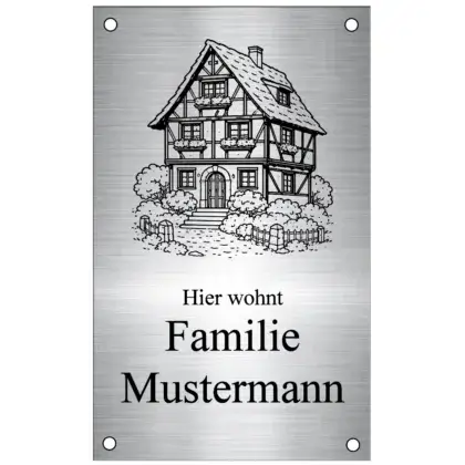 Türschild Familie für Außen aus Edelstahl mit Gravur Maße: 110x180 mm mit 4 Bohrungen