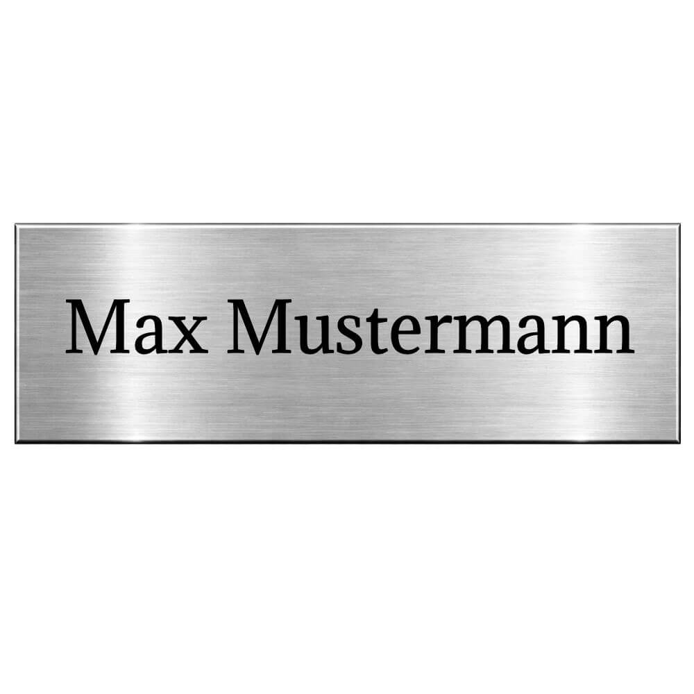 Kleines Edelstahl Briefkastenschild mit Gravur Maße: 60x20 mm