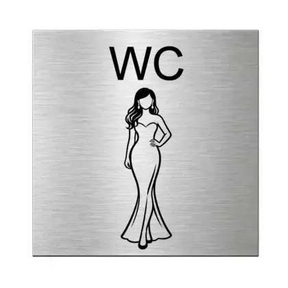 Damen WC Schild selber gestalten aus Edelstahl Maße: 110x110 mm