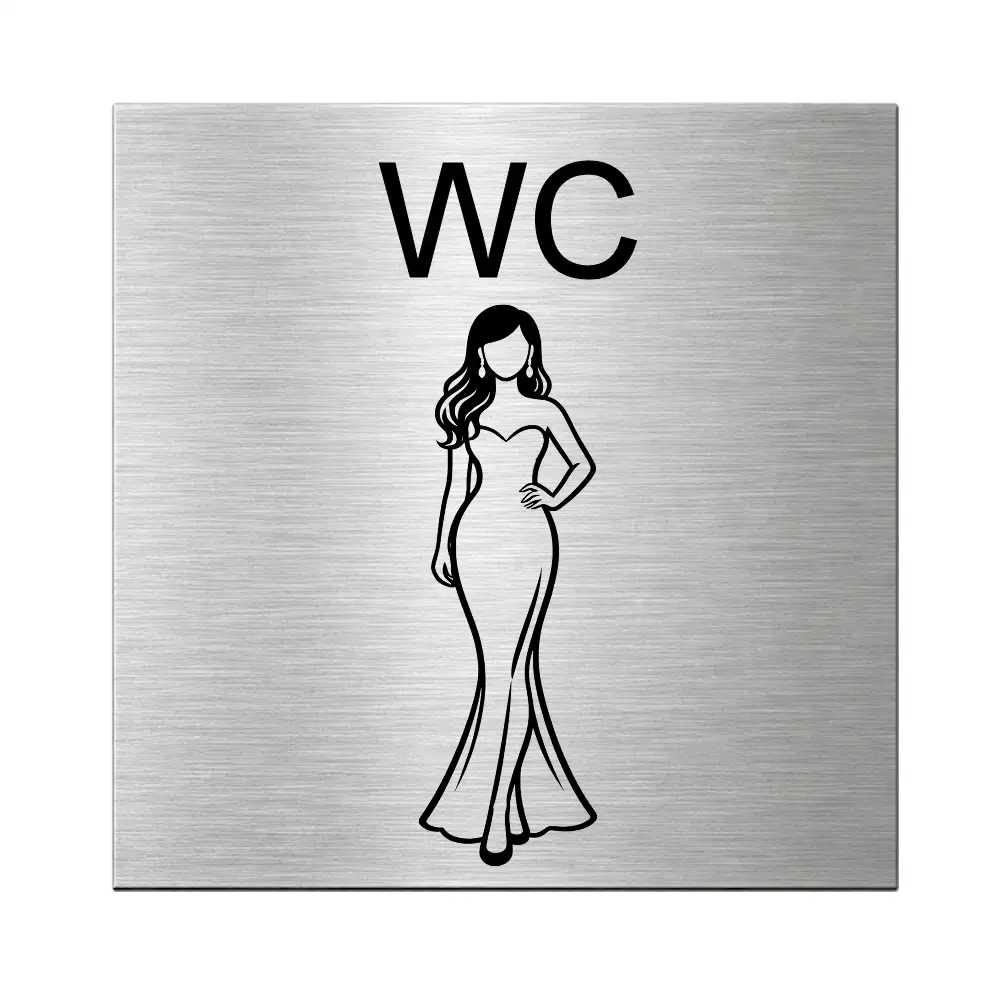 Damen WC Schild selber gestalten aus Edelstahl Maße: 110x110 mm