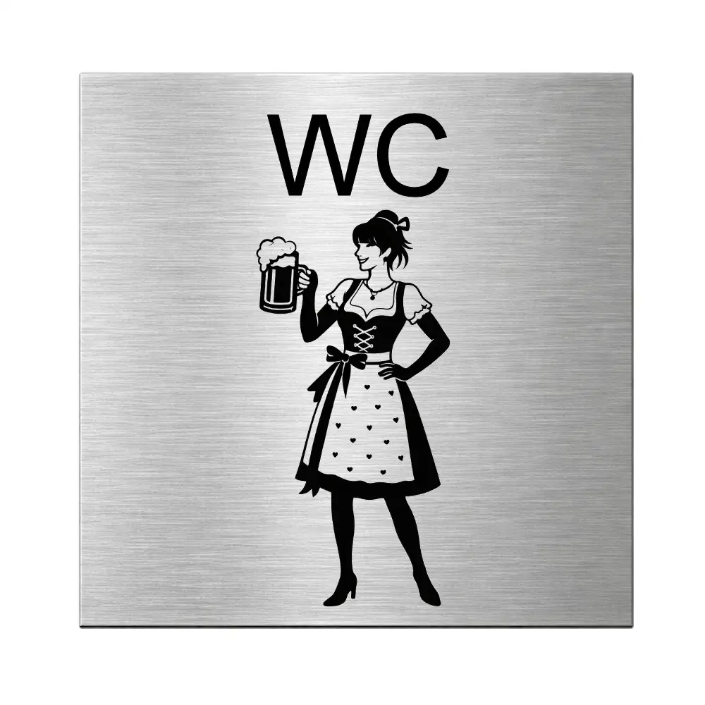 Damen WC Schild selber gestalten aus Edelstahl Maße: 110x110 mm bayerisch
