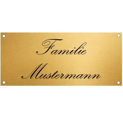 Messing Familien Türschild mit Gravur Maße: 160x70 mm mit 4 Bohrungen