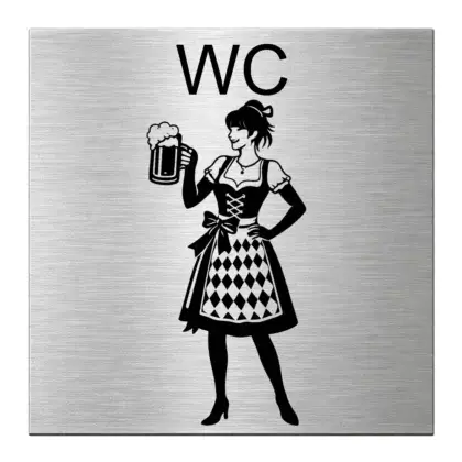 Piktogramm Damen WC aus Edelstahl mit Gravur Maße: 125x125 mm