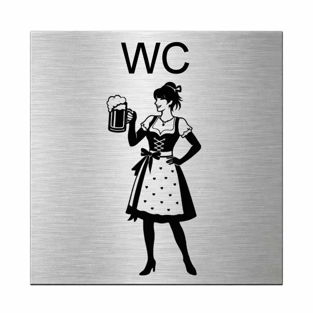 Piktogramm Damen WC aus Edelstahl mit Gravur Maße: 125x125 mm