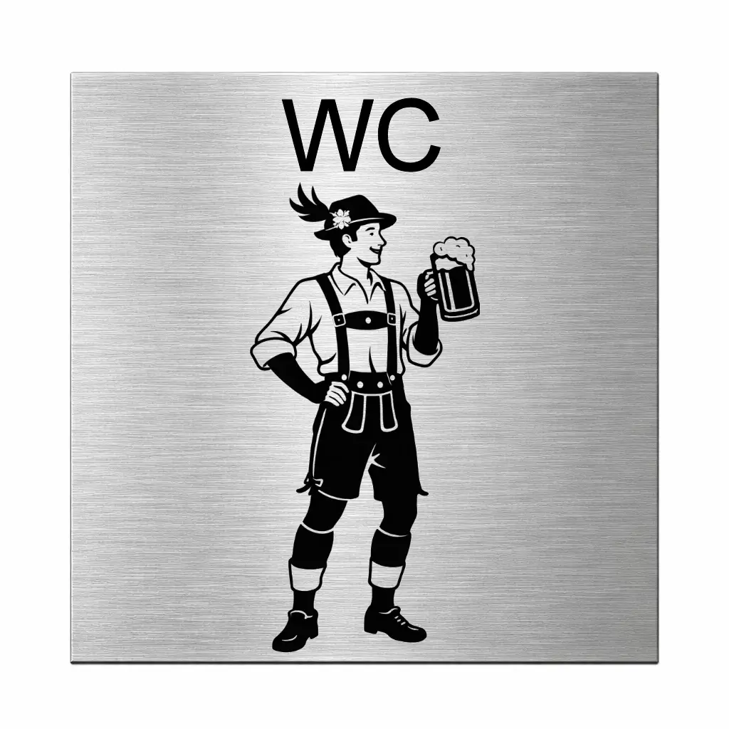 Piktogramm Herren WC aus Edelstahl mit Gravur Maße: 125x125 mm