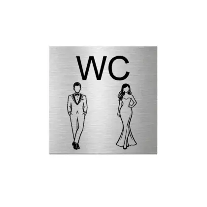 Piktogramm WC Schild selber gestalten aus Edelstahl Maße: 60x60 mm elegant