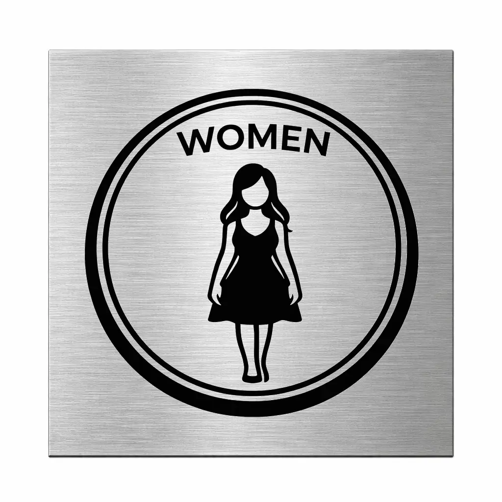 Schild für das WC für Damen aus Edelstahl mit Gravur Maße: 125x125 mm