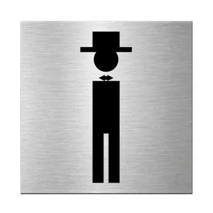 Toiletten Piktogramm "Herren" aus Edelstahl mit Gravur Maße: 125x125 mm