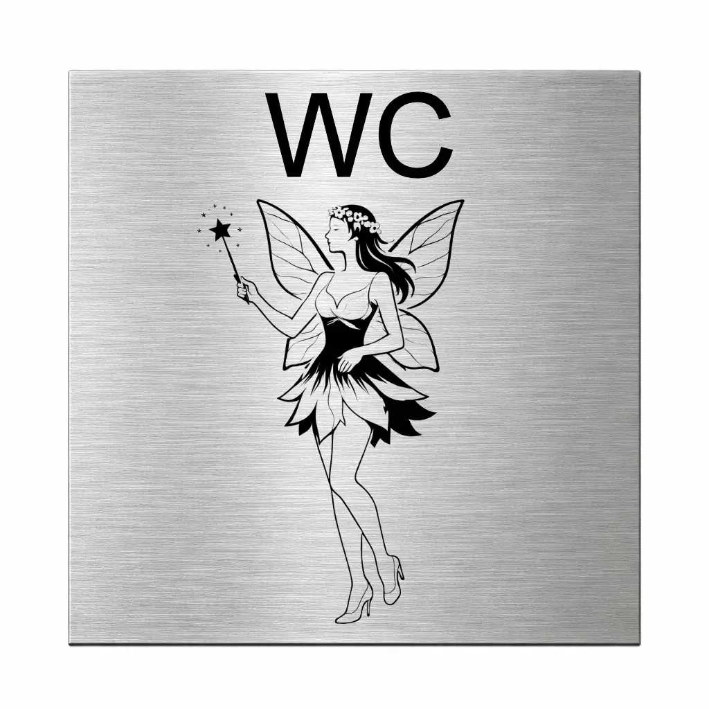 Toiletten Schild "Damen" mit Gravur aus Edelstahl Maße: 125x125 mm