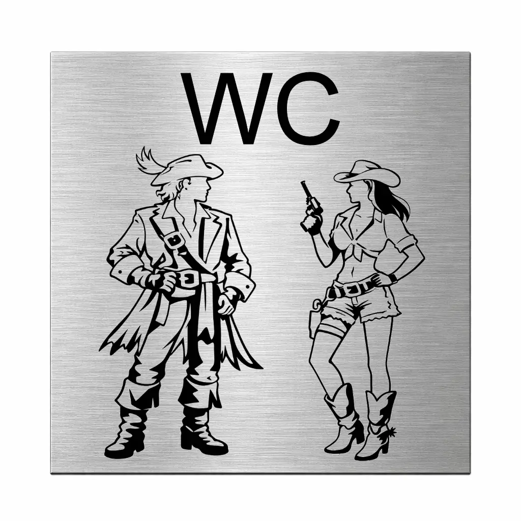 WC Schild Damen, Herren aus Edelstahl mit Gravur Maße: 125x125 mm