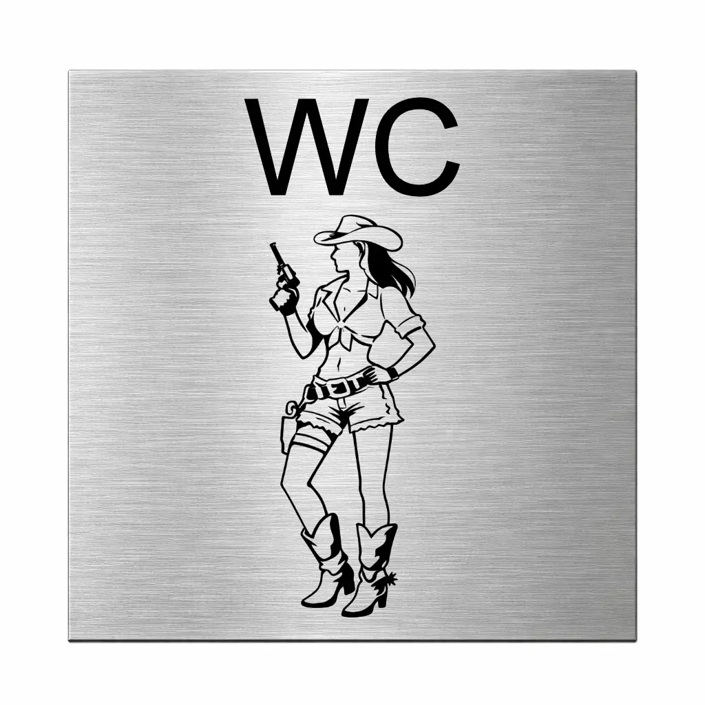 WC Schild Damen aus Edelstahl mit Gravur Maße: 125x125 mm