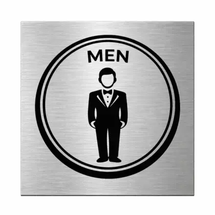 WC Türschild für Herren aus Edelstahl mit Gravur Maße: 125x125 mm