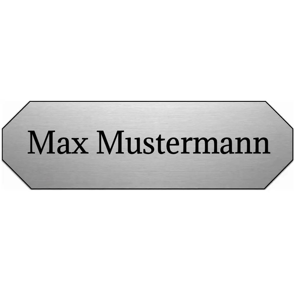 Kunststoffschild mit Lasergravur in Edelstahloptik Maße: 98x30 mm