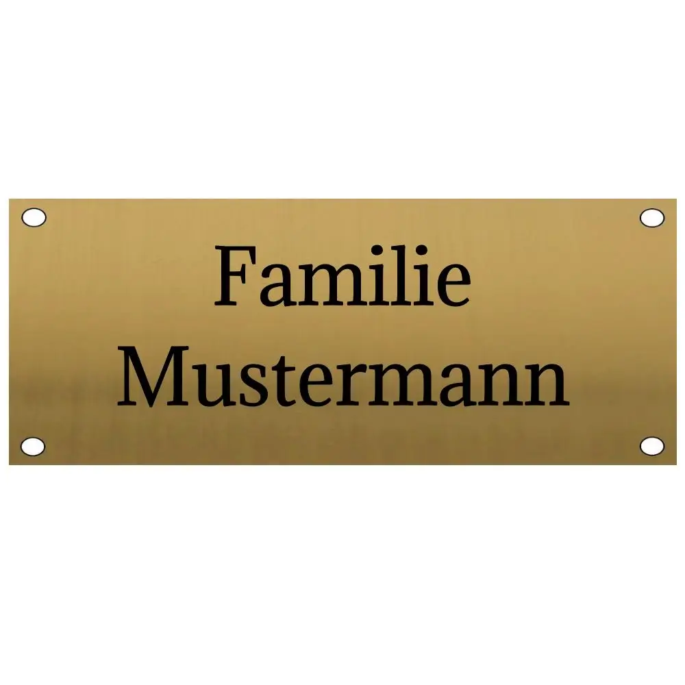 Klingelschild personalisiert aus Edelstahl in Messingoptik Maße: 100x40 mm mit 4 Bohrungen