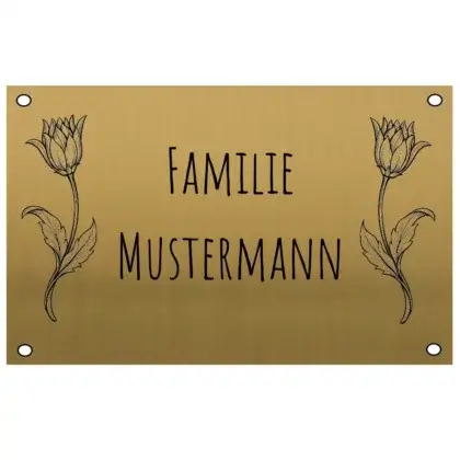 Edelstahl Klingelschild in Messingoptik mit Gravur Maße: 160x100 mm mit 4 Bohrungen