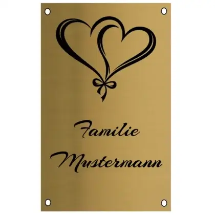 Edelstahl Türschild in Messingoptik mit Gravur Maße: 100x160 mm mit 4 Bohrungen