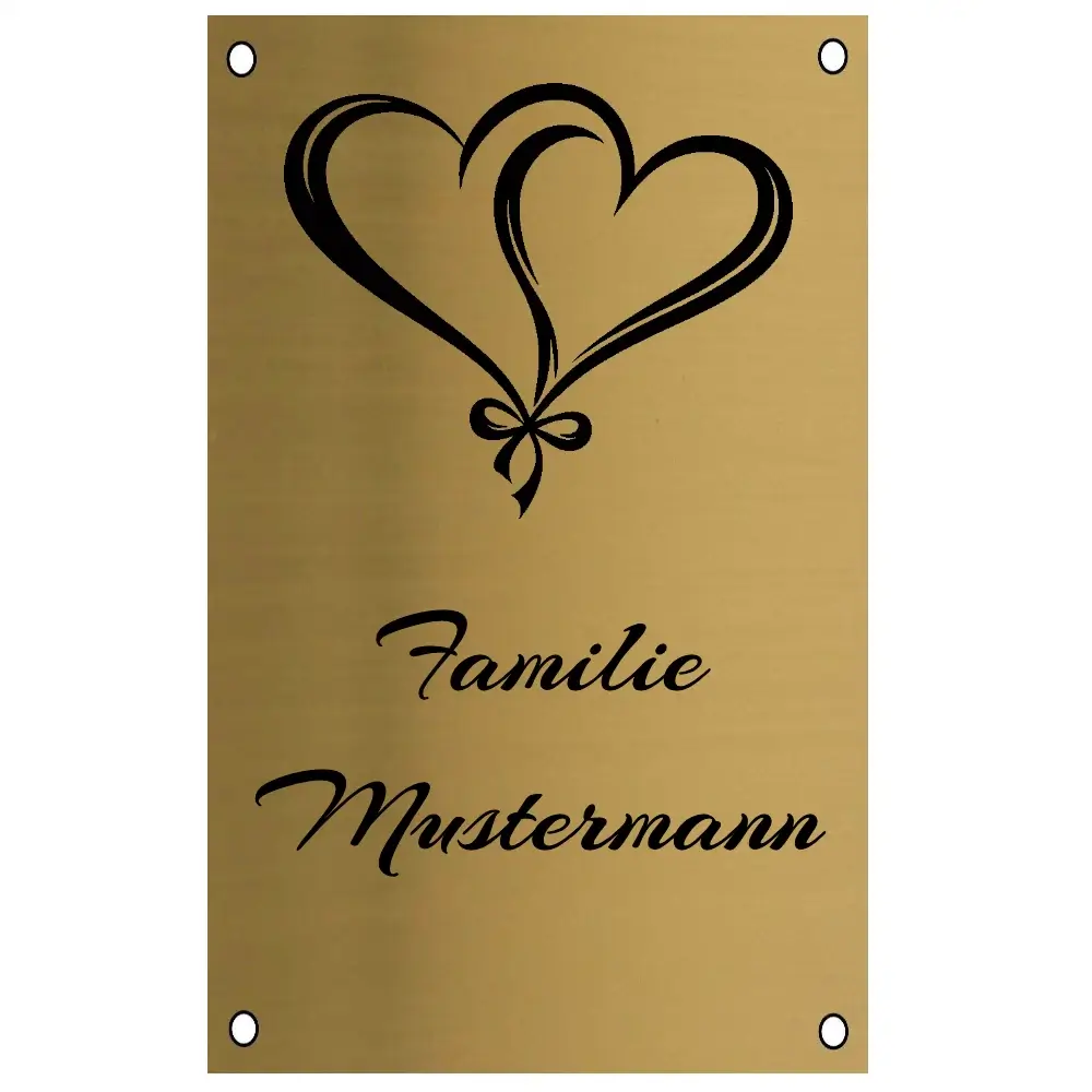 Edelstahl Türschild in Messingoptik mit Gravur Maße: 100x160 mm mit 4 Bohrungen