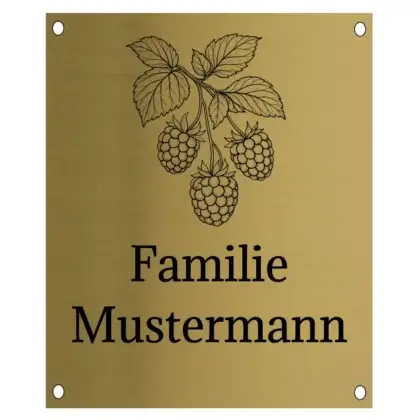 Edelstahl Schild in Messingoptik mit Gravur Maße: 100x120 mm mit 4 Bohrungen
