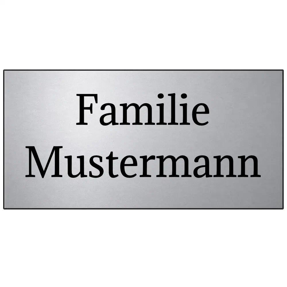 Individuelles Kunststoffschild mit Gravur in Edelstahloptik Maße: 98x49 mm