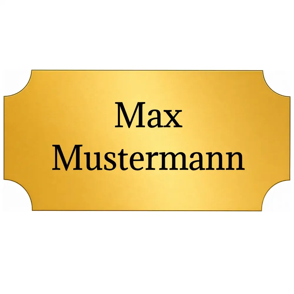 Gravurschild aus Kunststoff selbstklebend in Messingoptik Maße: 100x50 mm