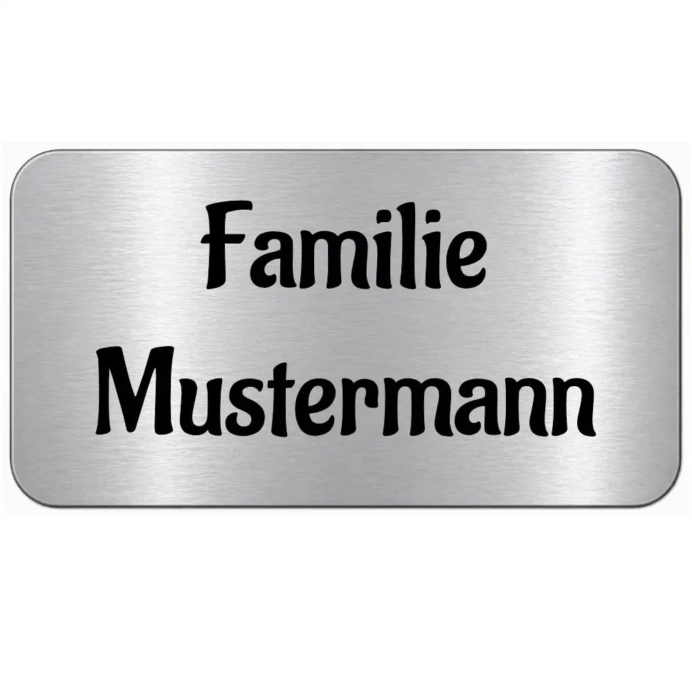 Kunststoff Schild mit Gravur in Edelstahloptik selbstklebend Maße: 100x50 mm