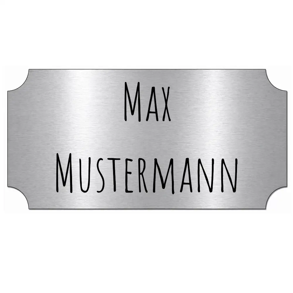 Gravur Kunststoffschild in Edelstahloptik selbstklebend Maße: 100x50 mm