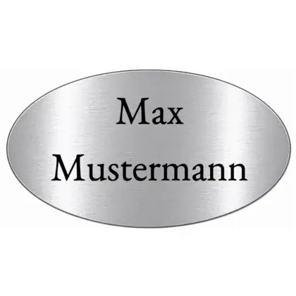 Kunststoff Türschild mit Gravur in Edelstahloptik, oval selbstklebend Maße: 100x50 mm