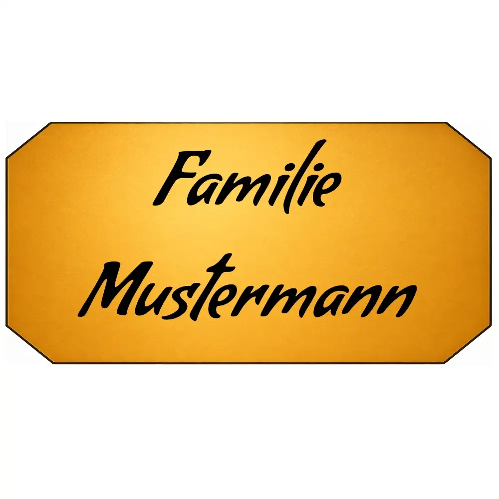 Personalisiertes Kunststoff Briefkastenschild in Messingoptik mit Gravur Maße: 98x49 mm