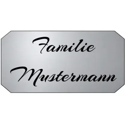 Personalisiertes Kunststoffschild in Edelstahloptik mit Gravur Maße: 98x49 mm