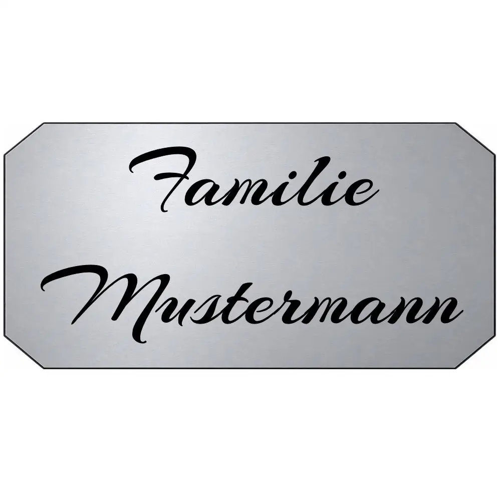 Personalisiertes Kunststoffschild in Edelstahloptik mit Gravur Maße: 98x49 mm