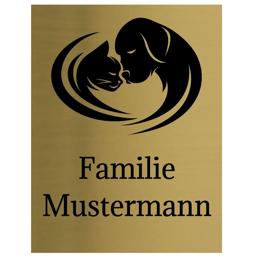 Schild für den Briefkasten aus Edelstahl in Messingoptik Maße: 100x130 mm