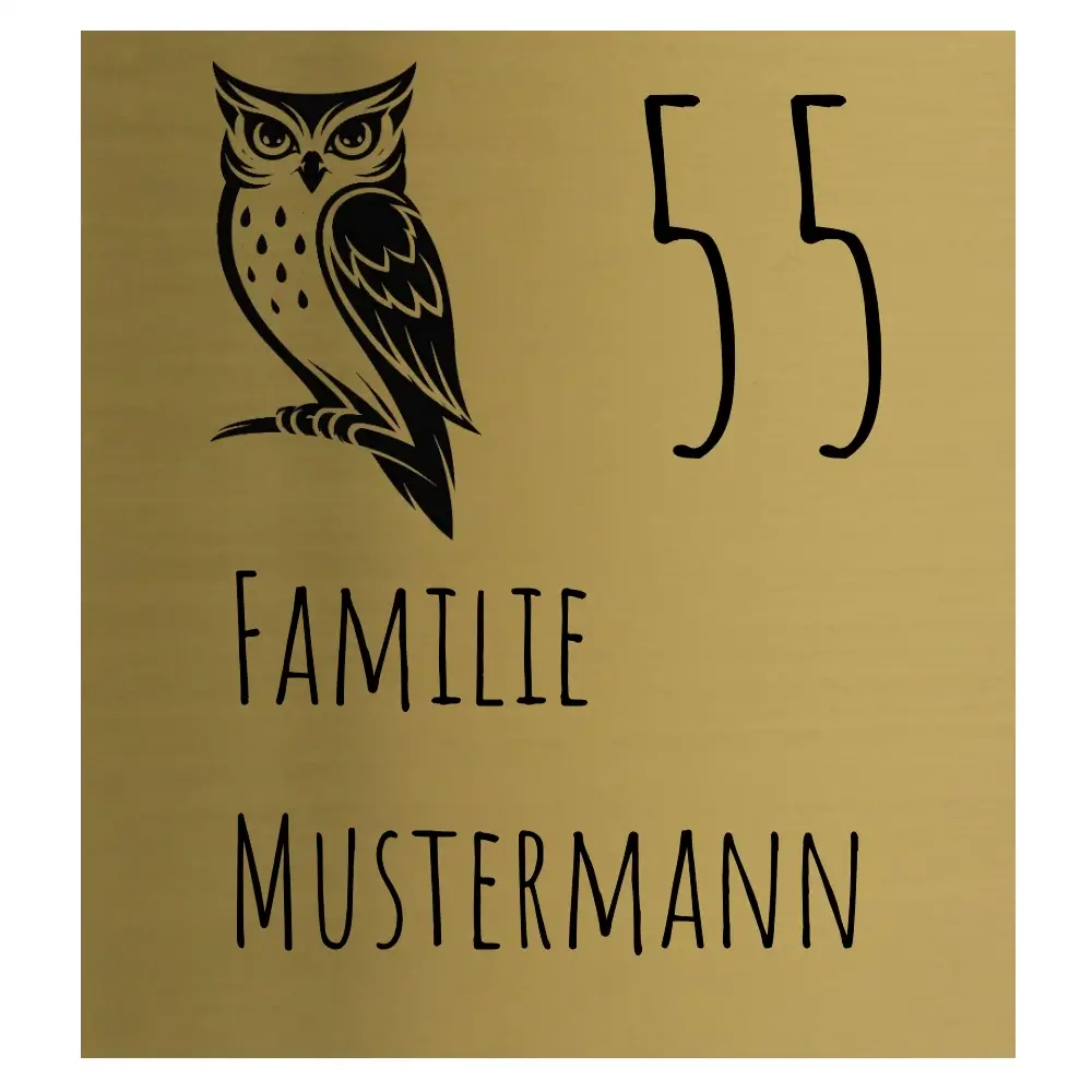 Blechschild personalisiert aus Edelstahl in Messingoptik Maße: 100x110 mm – Bild 2