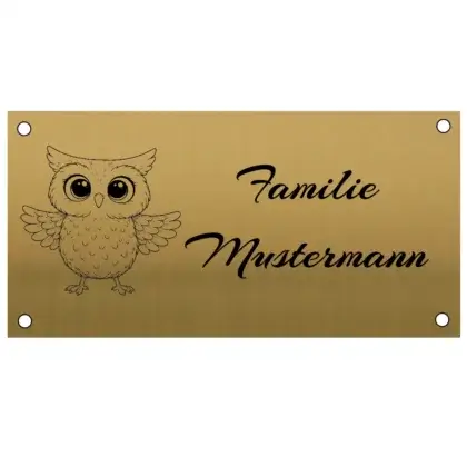 Blechschild selbst gestalten aus Edelstahl in Messingoptik Maße: 200x100 mm mit 4 Bohrungen