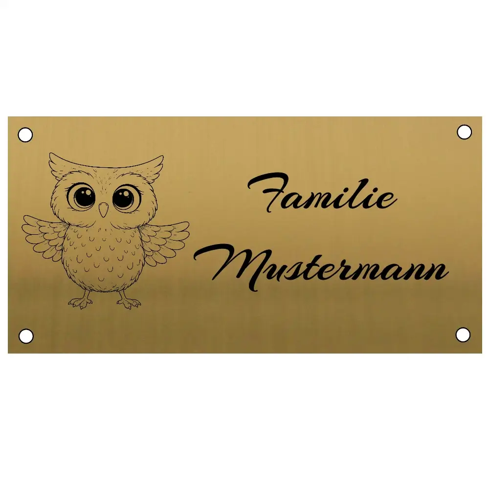 Blechschild selbst gestalten aus Edelstahl in Messingoptik Maße: 200x100 mm mit 4 Bohrungen