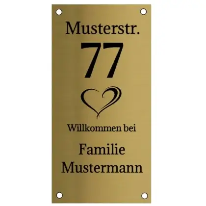 Blechschild mit Spruch aus Edelstahl in Messingoptik Maße: 100x200 mm mit 4 Bohrungen