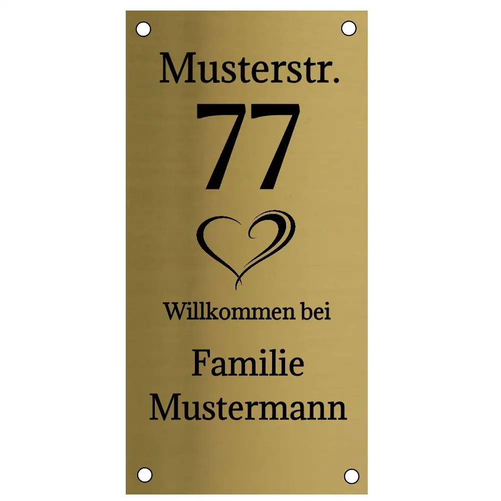 Blechschild mit Spruch aus Edelstahl in Messingoptik Maße: 100x200 mm mit 4 Bohrungen