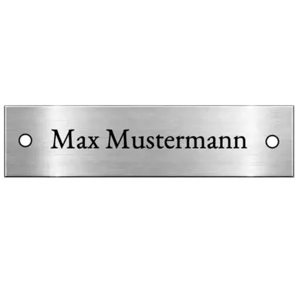 Edelstahl Blechschild personalisiert mit Gravur Maße: 100x25 mm mit 2 Bohrungen