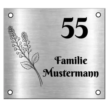 Edelstahl Klingel Namensschild mit Gravur Maße: 140x125 mm mit 4 Bohrungen