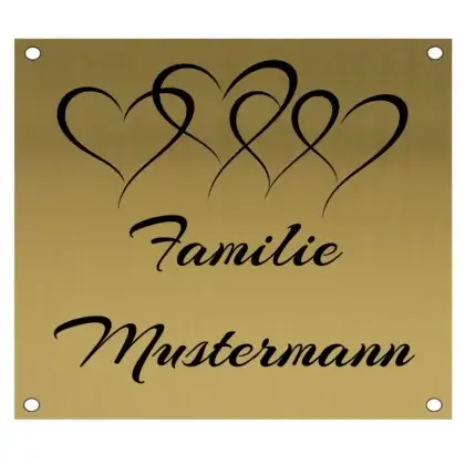 Edelstahl Namen Türschild in Messingoptik mit Gravur Maße: 115x100 mm mit 4 Bohrungen